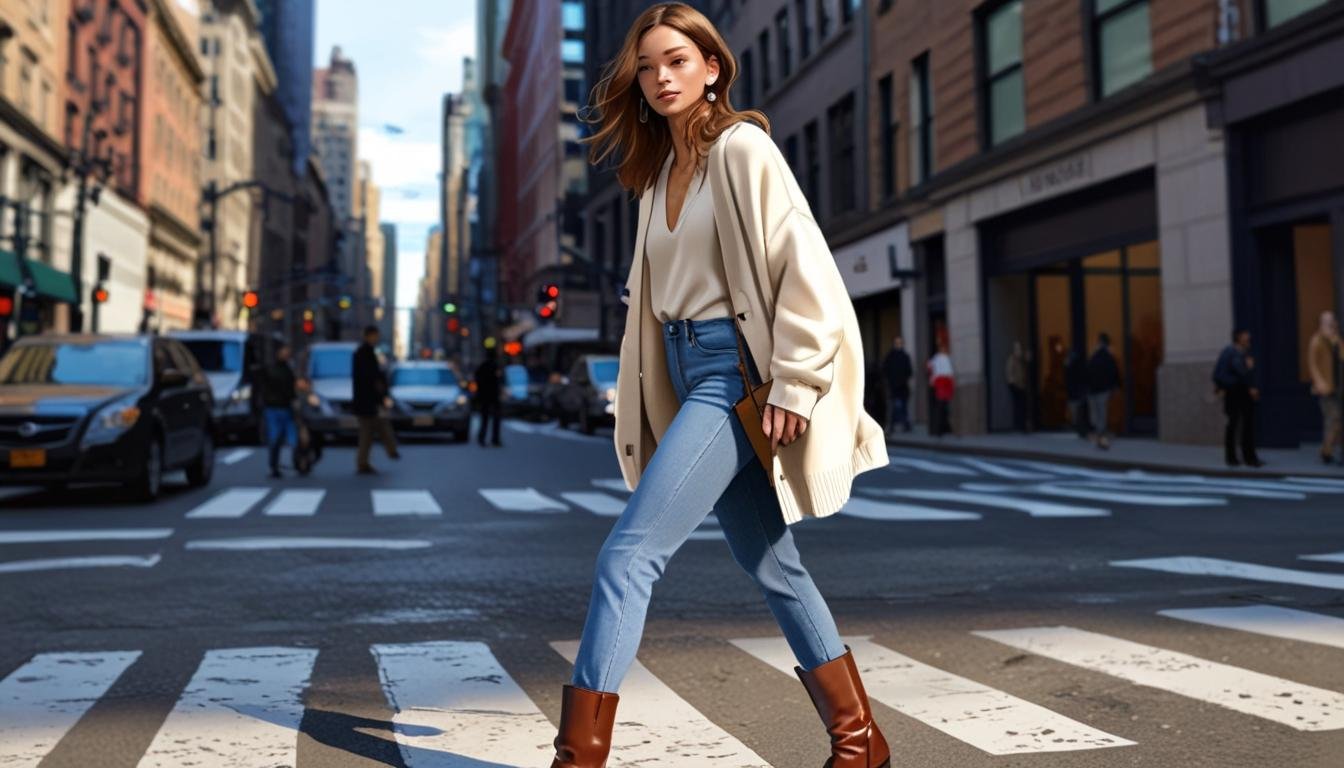 Bella Hadid abandona los jeans de tiro bajo por un look preppy en Nueva York
